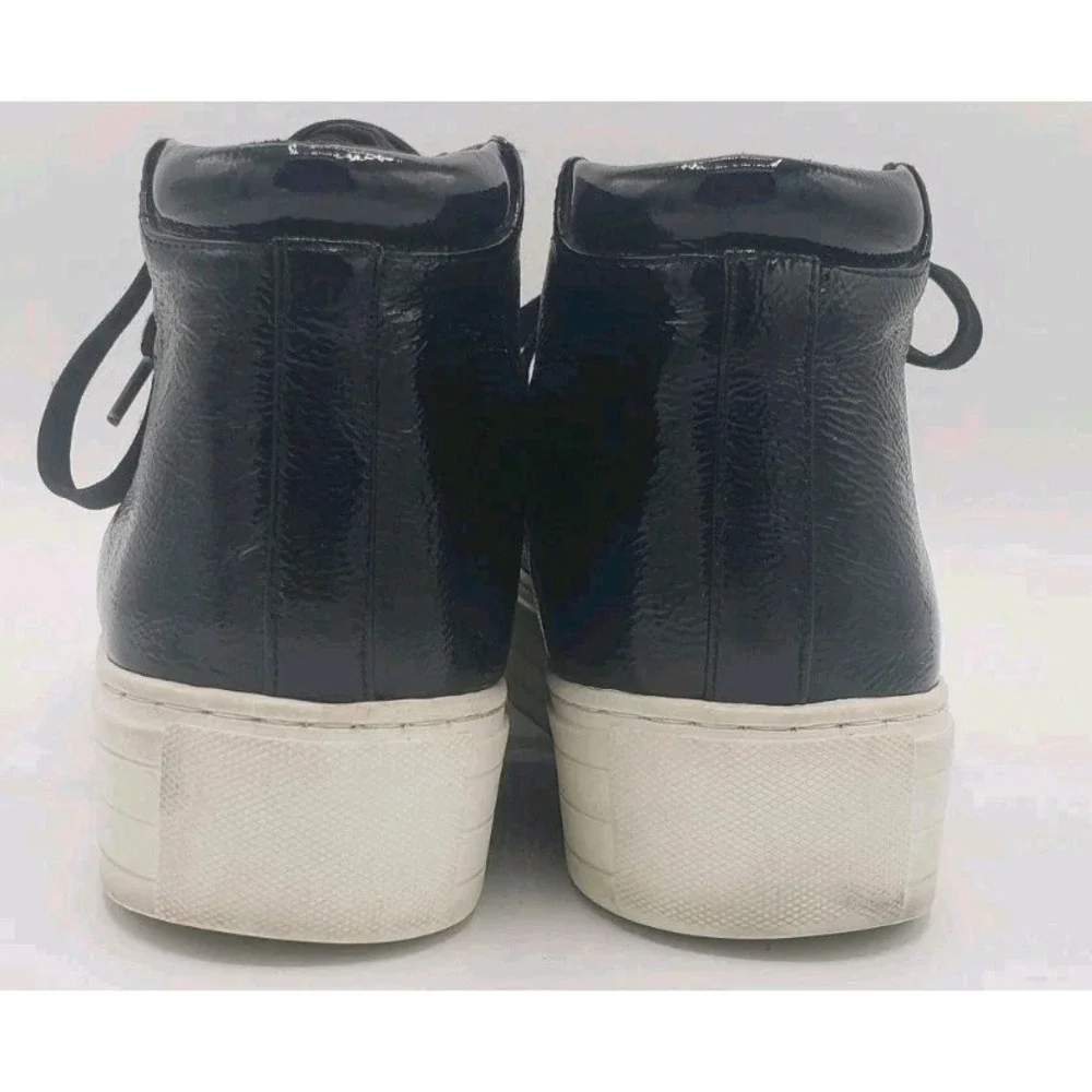 Kenneth Cole Hi Top Sneakers Techni-Cole Black Patent Italian Leather Womens 8.5